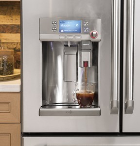 GE's new refrigerator has a built-in single-cup coffee brewer.